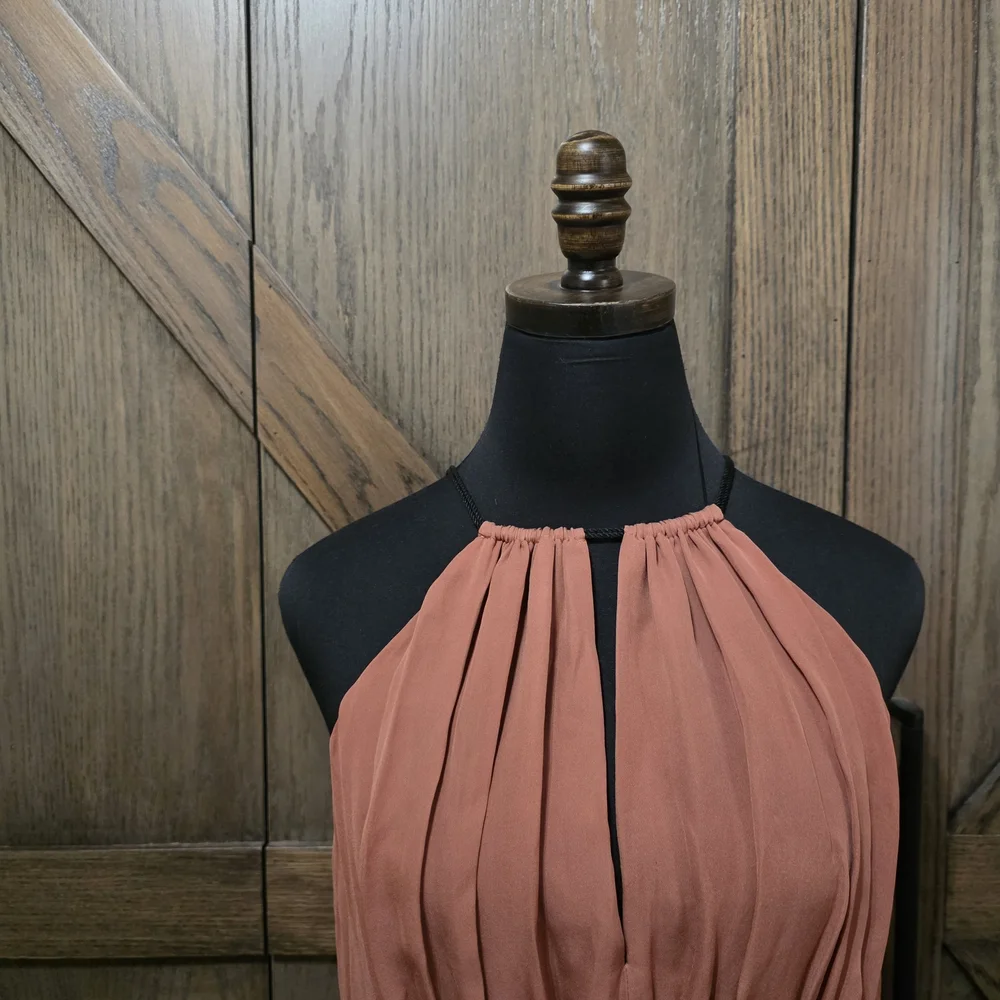 cinq a sept Pleated Halter Top in Terracotta - Picture 2 of 4